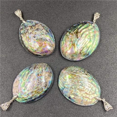 Natuurlijke Abalone Schelp Hanger Ketting Kleurrijke Regenboog Ovaal Druppel Boheemse Sieraden Voor Heren Dames