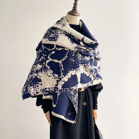 Chinesischer Stil Tusche Schmetterling Jacquard Schal Damen Herbst Winter Warm Quaste Dekorativ Übergröße Schal Tuch