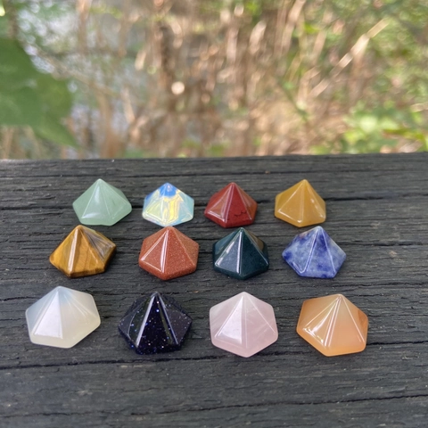 Polished Natural Gemstone Crystal Hexagonal Pyramid For DIY Jewelry Making Home Decor Healing Energy Stone Rose Quartz