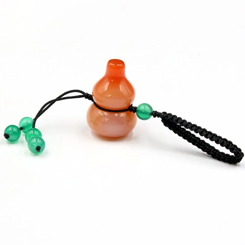 Pendente Zucca Wu Lou Cristallo Naturale Pietra Preziosa Agata Corda Intrecciata Mano Portafortuna Portachiavi Stile Cinese Tradizionale