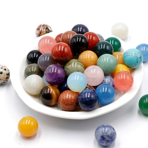 Natural Polished Gemstone Sphere Ball For Healing Meditation Decor Amethyst Rose Quartz Agate Tiger Eye Round Crystal Beads