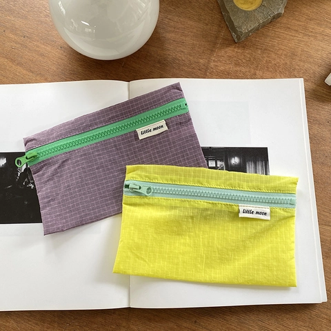 Bolsa de Almacenamiento de Viaje de Nailon Rejilla Cremallera en Contraste Organizador de Cosméticos Estuche de Lápices Unisex