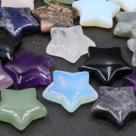 Adorno de Estrella de Cristal Natural Piedra Curativa Pulida Estrella de Cinco Puntas para Decoración de Mesa de Oficina en Casa Regalos Espirituales