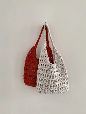 Women Hand-Woven Hollow Out Crochet Tote Bag Cotton Linen Blend Shoulder Bag For Summer Beach Vacation Casual Daily Carry