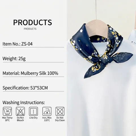 Elegant 100% Mulberry Silk Square Scarf For Women Floral Print Carriage Pattern Silk Headscarf Fashion Neck Accessories