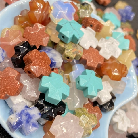 Natuursteen Agaat Kruisvorm Losse Kralen Gepolijst Gefacetteerd Kristal Edelsteen Kralen Voor DIY Sieraden Maken Accessoires