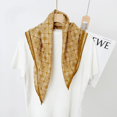 Vintage Ethnic Paisley Printed Square Scarf For Women Satin Feel Polyester Satin Neck Scarf Elegant Fashion Head Wrap