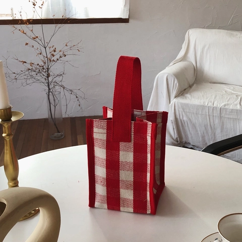 Borsa Tote in Tela Impermeabile a Quadretti Grande Capacità Borsa a Mano Shopping Bag Gingham Borsa da Viaggio per Donna