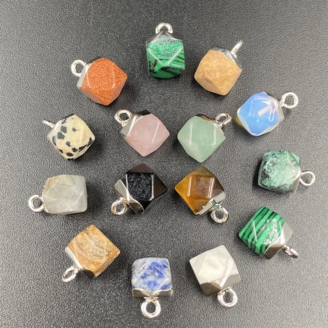 Natural Stone Crystal Faceted Octagonal Geometric Pendant DIY Jewelry Making Charms For Necklace Bracelet Women Handmade Gift