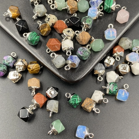 Natural Stone Crystal Faceted Octagonal Geometric Pendant DIY Jewelry Making Charms For Necklace Bracelet Women Handmade Gift