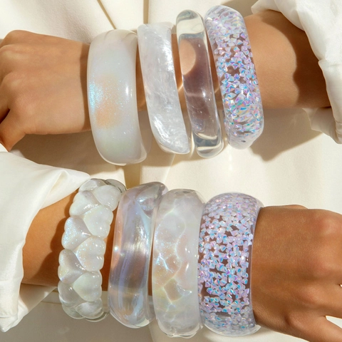 Klobiger Harz Armreif Für Frauen Transparentes Acryl Geometrisch Modern Minimalistisch Ins Stil Ästhetischer Schmuck