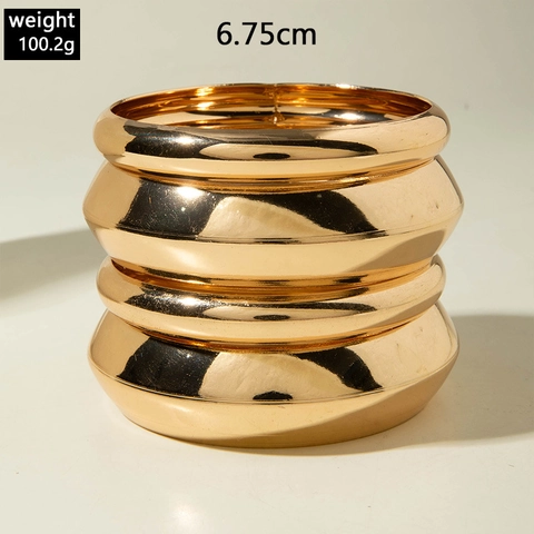 Bracciale Rigido In Metallo Lucidato Geometrico Largo Minimalista Superficie Liscia Gioielli Di Moda Per Donna Accessorio Moderno