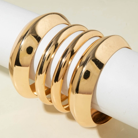 Hip Hop Punk Gold Open Cuff Bracelet Set For Women Vintage Chunky Geometric Metal Texture Bangle Fashion Jewelry Gifts