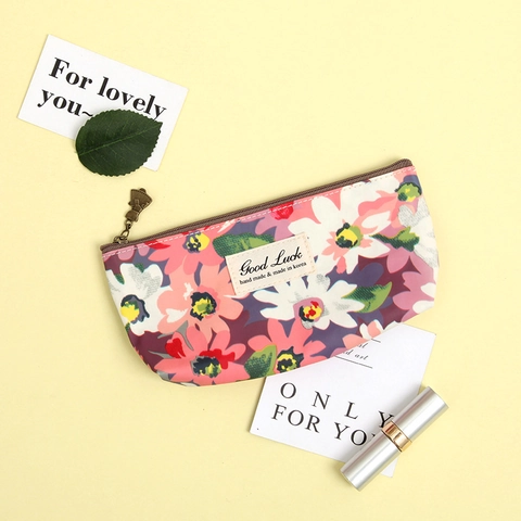 Cute Animal Floral Print Pencil Case Multi Functional Storage Bag For School Office Korean Style Waterproof Large Capacity Pouch