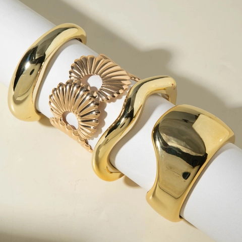 Goud Vergulde CCB Manchet Armbanden Punk Geometrisch Hol Open Bangle Statement Sieraden Voor Dames