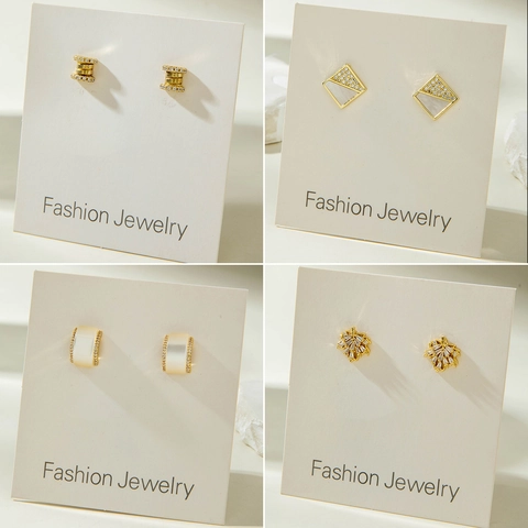 Geometrische Quadratische Ahornblatt Ohrstecker Kupfer Mit Zirkonia Und Muscheleinlage Mode Eleganter Schmuck Frauen