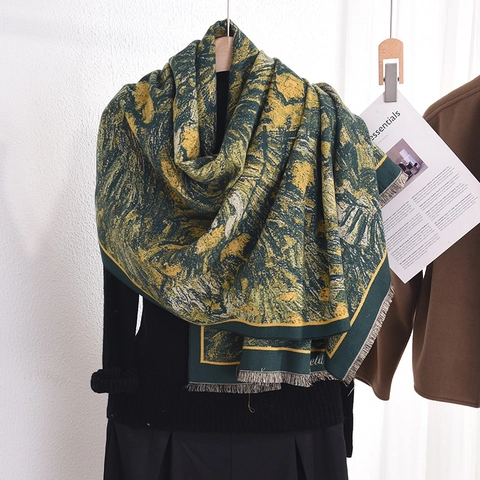 Vintage Ölgemälde Schal Für Damen Van Gogh Sonnenblumenmuster Lang Warm Quasten Wickelschal Viskose Polyester Kaschmir-Imitat