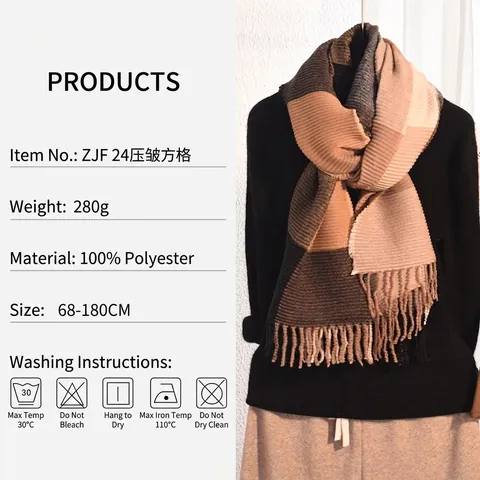 Sciarpa Donna Invernale Spessa Calda In Imitazione Cashmere Colorblock Plaid A Coste Maglia Scialle Con Frange Versatile Avvolgente