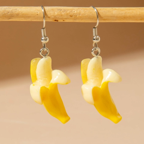 Geschälte Banane Frucht Ohrhänger Harz Realistisches Essen Kreativer Schmuck Für Frauen Spaß Sommer Accessoire
