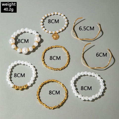 Multi Layer Armbänder Und Armreifen Imitation Künstliche Perle Gold Überzogene Legierung Münzanhänger Böhmischen Stil Für Frauen