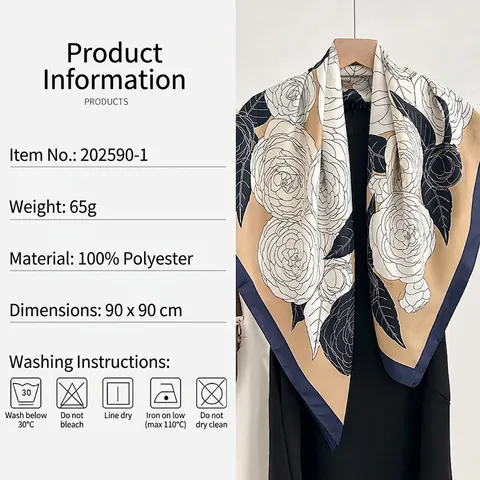 Sciarpa Quadrata Con Stampa Floreale Consistenza Satinata Retro Elegante Avvolgimento Collo Testa Per Donne Stile Francese Accessorio