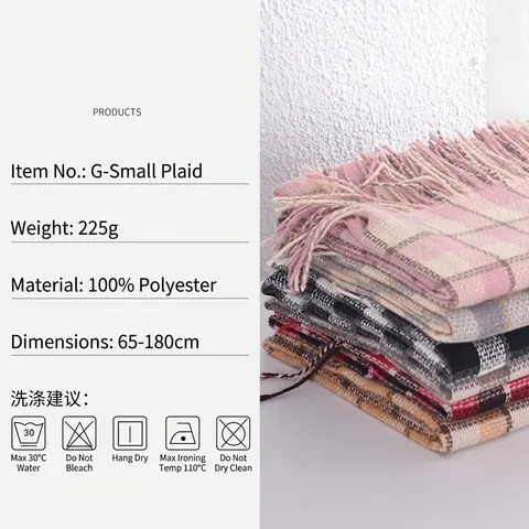 Damen Karo Kaschmir-Imitat Schal Winter Warm Großer Schultertuch Mit Quasten Weich Gestrickte Gitterwickel Für Den Alltag