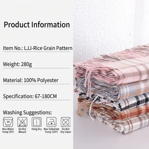 Damen Vintage Karierter Kaschmir-ähnlich Schal Winter Dick Warm Groß Stola mit Quasten Britischer Stil Gitter Wrap für Damen