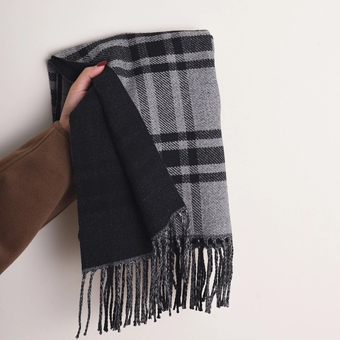 Sciarpa A Quadri Da Donna Imitazione Cashmere Calda Inverno Scialle Morbido Con Nappe Elegante Moda Versatile Scaldacollo