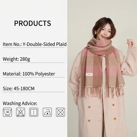 Sciarpa A Quadri Con Frange Per Donna Calda Spessa Imitazione Cashmere Scialle Invernale Doppia Faccia Vintage Morbido Scaldacollo