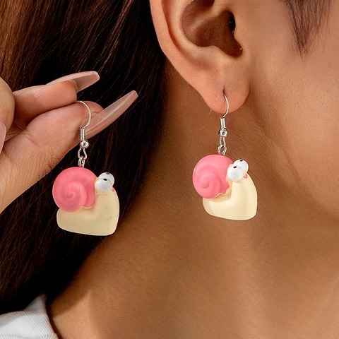 Cartoon 3D Animal Resin Drop Earrings For Women Cute Pink Snail Blue Elephant Orange Pony Boar Sheep Earrings Creative Jewelry Gift
