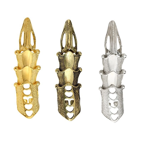 Gothic Punk Articulated Armor Ring For Men Women Alloy Claw Finger Ring Halloween Party Jewelry Gift