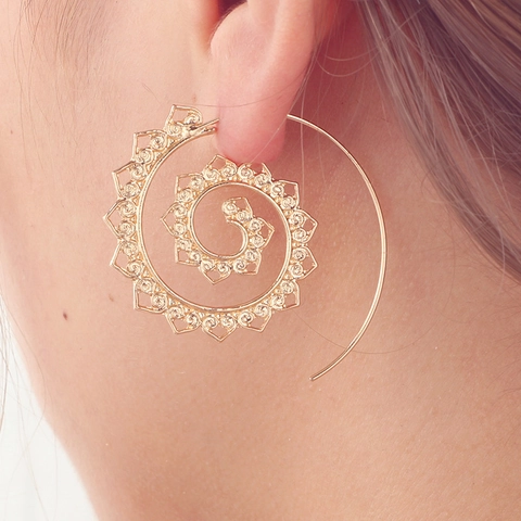 Böhmische Vintage Spiral Herz Ohrringe Hohl Mandala Legierung Mit Eisen Ohrring Pfosten Ethnisch Schmuck Damen