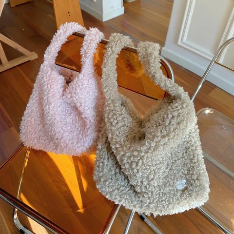 Borsa A Spalla In Finta Lana Di Agnello Da Donna Peluche Grande Capacità Borsa A Tracolla Morbido Pile Autunno Inverno