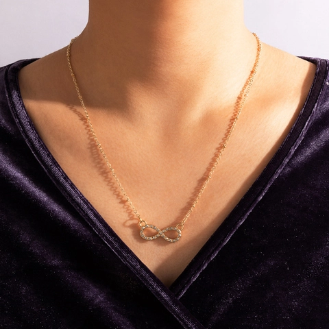 Fashion Alloy Rhinestone Infinity Cross Pendant Necklace For Women Gold Silver Butterfly Sea Star Initial M Jewelry