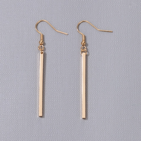 Minimalist Alloy Geometric Rectangular Bar Earrings And Necklace Jewelry Set Women Gold Silver Black Plated Cross Pendant Jewelry