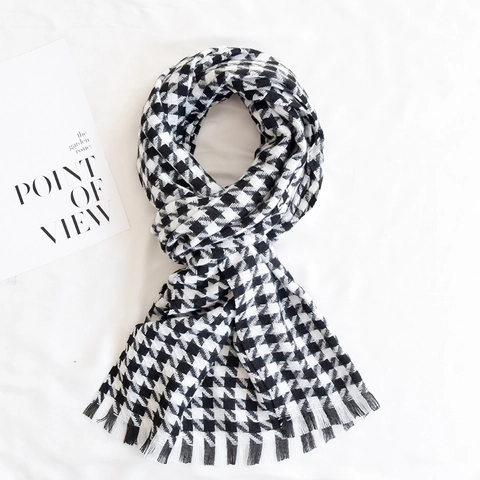 Γυναικείο Χειμερινό Ζεστό Κασκόλ Houndstooth Σχέδιο Paisley Με Φούντες Μαλακή Εσάρπα Αίσθηση Κασμίρ Κομψό Κασκόλ Λαιμού