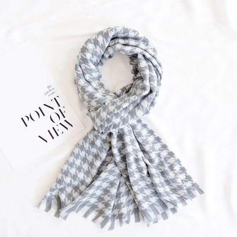 Γυναικείο Χειμερινό Ζεστό Κασκόλ Houndstooth Σχέδιο Paisley Με Φούντες Μαλακή Εσάρπα Αίσθηση Κασμίρ Κομψό Κασκόλ Λαιμού