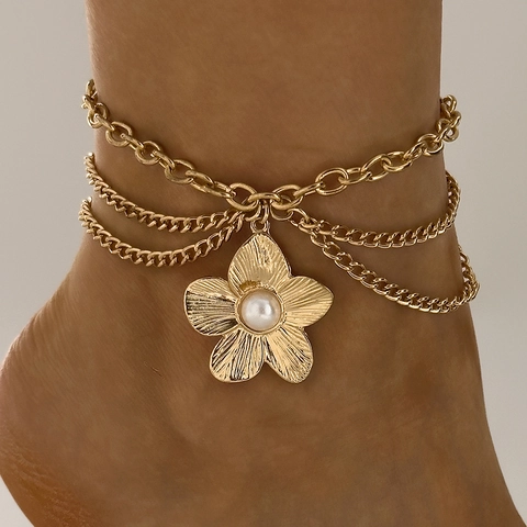 Multi Layered Anklet For Women Alloy Chain With Charm Heart Snake Starfish Boho Beach Style Adjustable Foot Jewelry