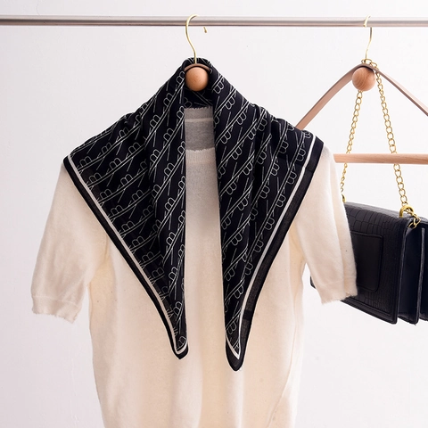Pañuelo Cuadrado de Satén Vintage para Mujer Estampado de Monograma Letra B Elegante Moda Conmutar Bufanda de Cuello Accesorio para el Pelo