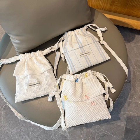 Damen Polka Dot Schleife Spitze Rüschen Zuziehbeutel Mode Vielseitige Umhängetasche Polyester Handtasche Für Den Alltag