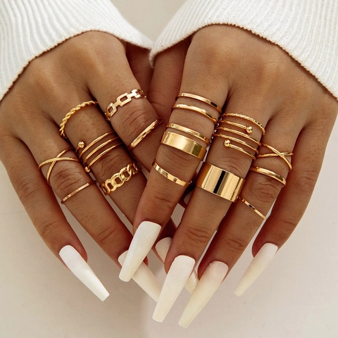 Women Vintage Butterfly Heart Gold Silver Ring Collection Alloy Rhinestone Pearl Bohemia Joint Finger Rings Jewelry Gift