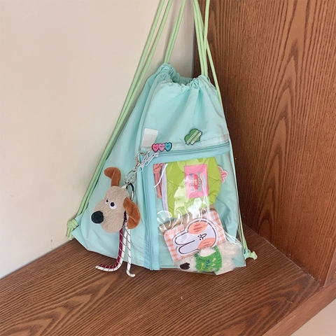 Mochila Kawaii Con Cordón Ita Bag Nylon Ventana Transparente Linda Gran Capacidad Estilo Japonés Bolso Escolar Mujeres Niñas