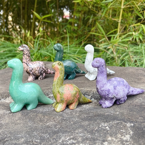Statuetta Di Dinosauro Intagliata In Pietra Naturale Cristallo Gemma Decorazione Casa Ufficio Statua Animale Regalo
