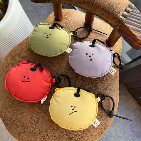 Χαριτωμένη Μίνι Θήκη Ακουστικών Fruit Emoji από Πολυεστέρα με Φερμουάρ Πορτοφόλι Κερμάτων με Γάντζο για Γυναίκες Κρεμαστό Τσάντας