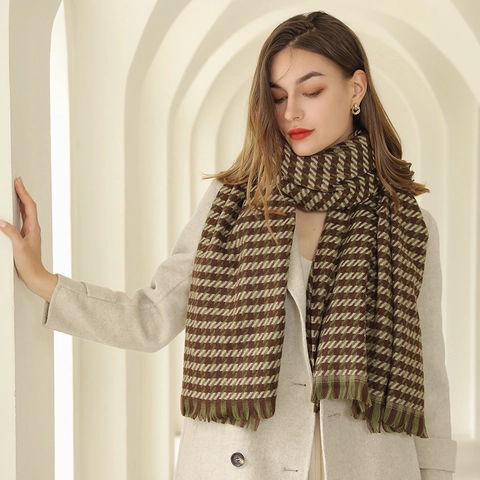 Sciarpa da Donna in Simil-Cashmere Vintage Pied de Poule Scialle Plaid Invernale Caldo Con Nappa per Pendolarismo Elegante Scaldacollo