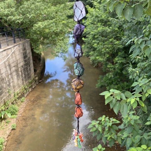 Ornamento Da Appendere In Pietre Naturali Sette Chakra Corda Intrecciata A Mano Pietre Guarigione Per Auto Casa Muro