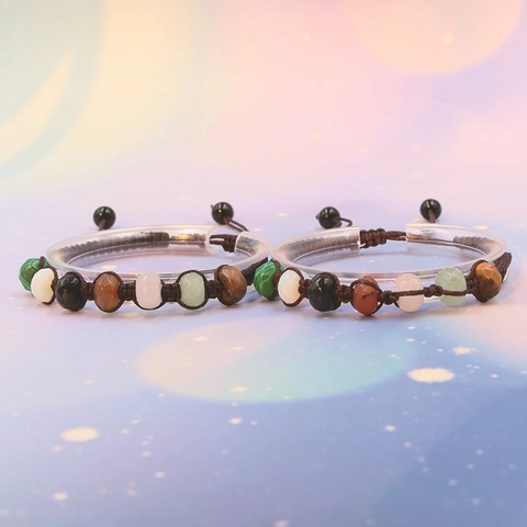 Chakra Bracelet Natural Stone Agate Tiger Eye Woven Cord Adjustable Healing Yoga Jewelry Unisex