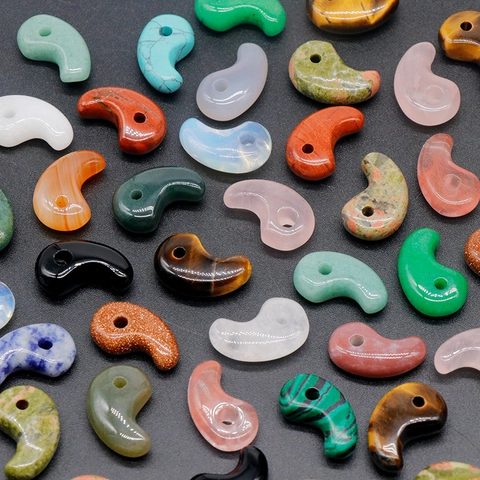 Natural Stone Magatama Comma Shape Pendant DIY Jewelry Making Crystal Agate Comma Charm Polished Gemstone Pendant For Necklace Bracelet Craft Gift
