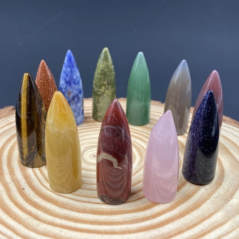 Punta de Cuarzo de Cristal Natural Piedra Curativa Ágata Ojo de Tigre Aventurina Gema Decoración Escritorio Joyería DIY
