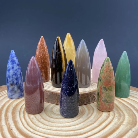 Punta de Cuarzo de Cristal Natural Piedra Curativa Ágata Ojo de Tigre Aventurina Gema Decoración Escritorio Joyería DIY